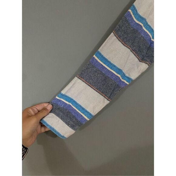 No Boundaries Striped Vintage Hooded Pullover Quarter Button Down Size L - Picture 3 of 10